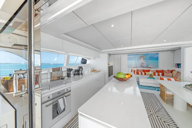 Slide: The Image of Luxurious Sunreef 70 yacht interior with modern kitchen and stylish lounge area, 2016 model. - 3