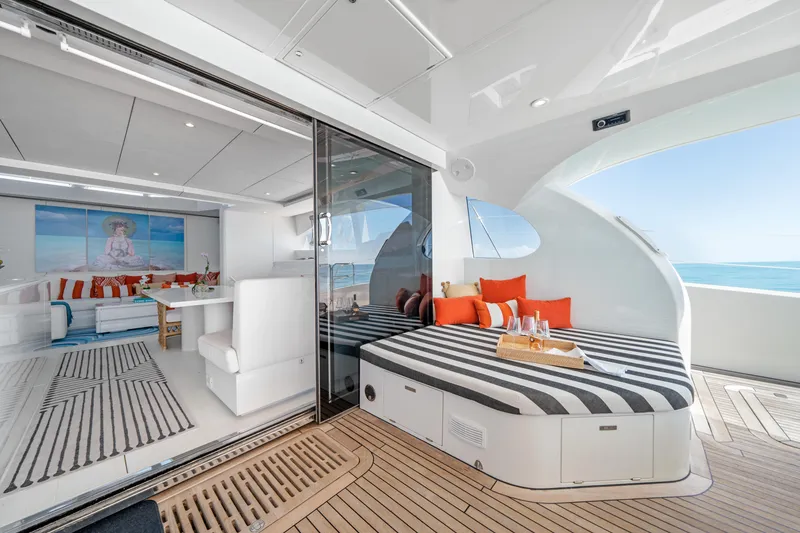 Slide: The Image of Luxurious 2016 Sunreef 70 yacht interior with stylish seating and ocean view. - 41