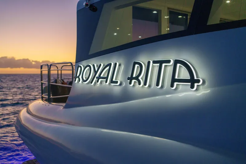 Slide: The Image of Sunreef 70 yacht "Royal Rita" at sunset, 2016 model. - 44