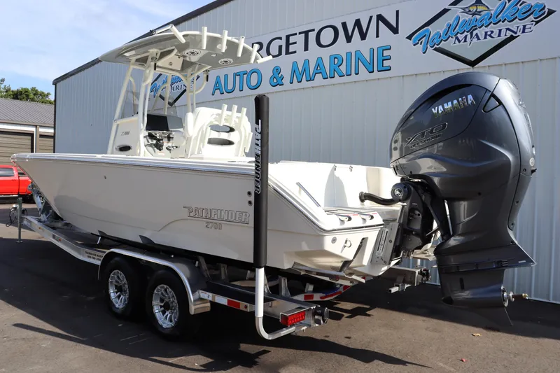 Slide: The Image of 2025 Pathfinder 2700 Open boat on trailer at Georgetown Auto & Marine. - 3