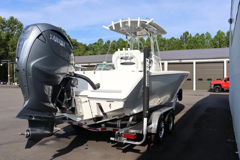 Slide: The Image of 2025 Pathfinder 2700 Open boat with Yamaha engine on trailer. - 6