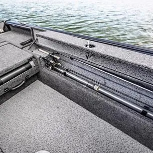 Slide: The Image of 2025 Lund Impact XS 1875 Sport boat interior with fishing rod storage. - 6