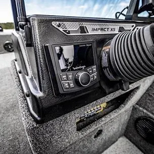 Slide: The Image of 2025 Lund Impact XS 1875 Sport dashboard with control panel and steering wheel. - 7