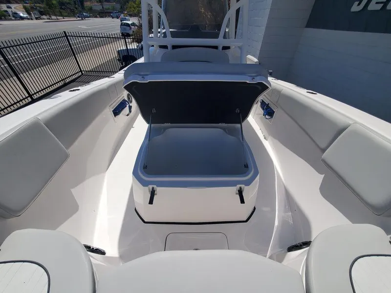 Slide: The Image of 2022 Sea Fox 268 Commander boat interior with open storage compartment. - 14