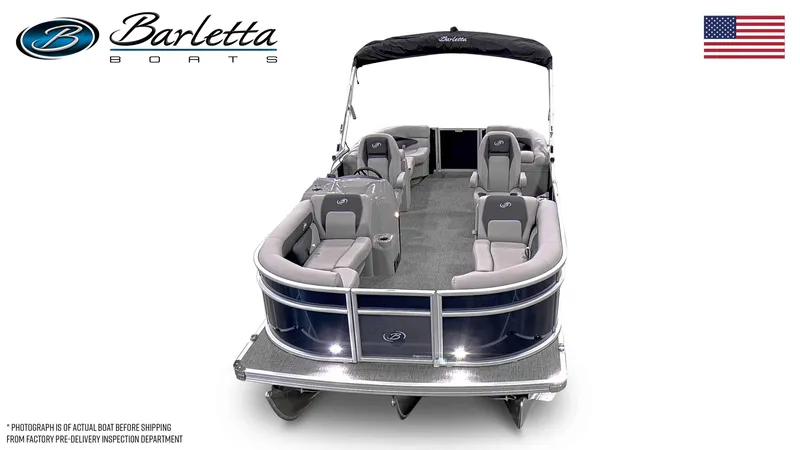 Slide: The Image of 2025 Barletta ARIA 22QC pontoon boat with sleek design and comfortable seating. - 3