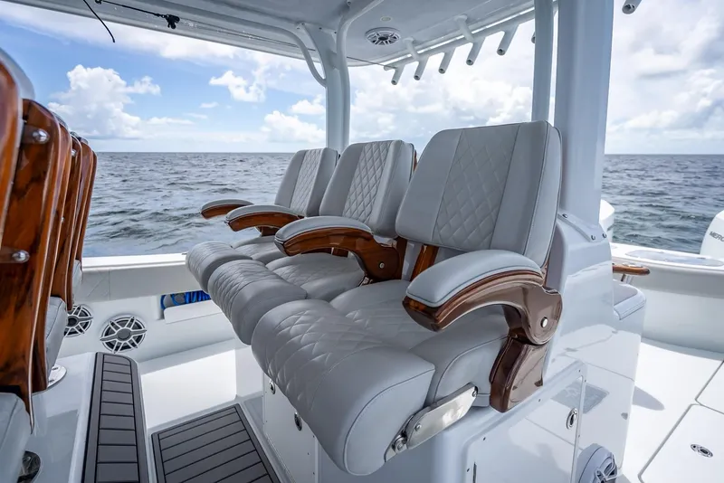 Slide: The Image of Luxury seating on 2023 Freeman 43 boat with ocean view. - 27