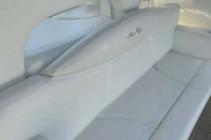 Slide: The Image of White leather seating on 2002 Sea Ray 410 Sundancer yacht. - 20