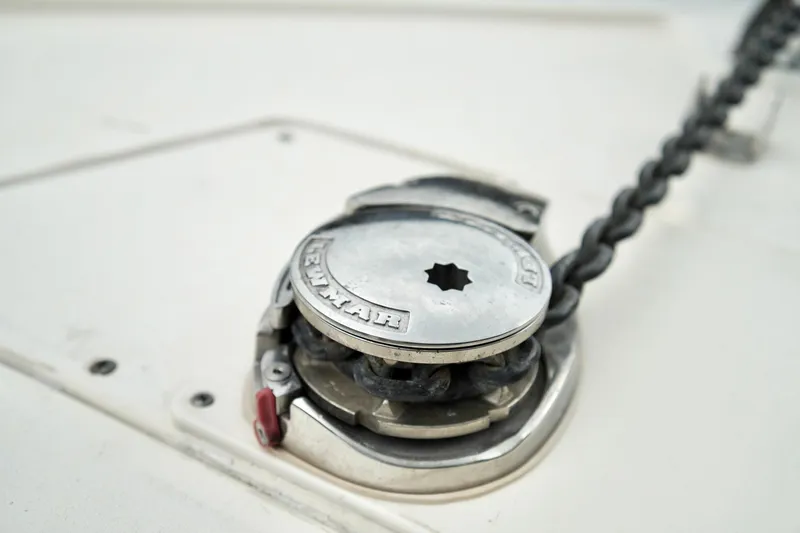 Slide: The Image of Close-up of a 2009 Scout 282 Sportfish anchor windlass with chain. - 7