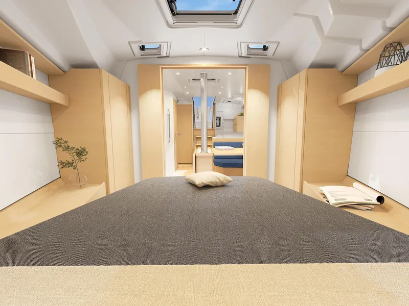 Slide: The Image of Luxurious interior of 2025 Hanse 360 yacht, featuring modern design and spacious cabin. - 22