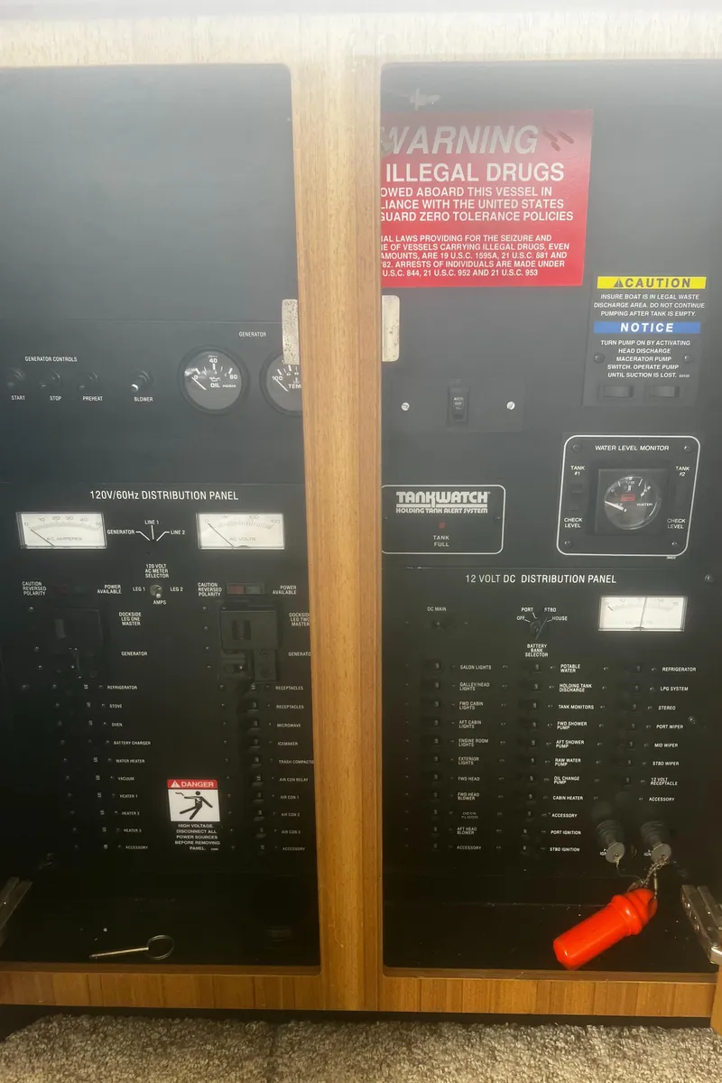 Slide: The Image of Electrical control panel on a 2001 Bayliner 3788 Command Bridge Motoryacht. - 36