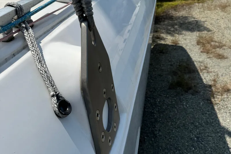 Slide: The Image of Outremer 49 sailboat detail, 2010 model, featuring rigging and hardware components. - 41