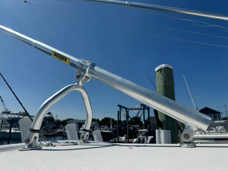 Slide: The Image of Close-up of a 2009 Regulator 32 Forward Seating boat's fishing rod holder. - 11