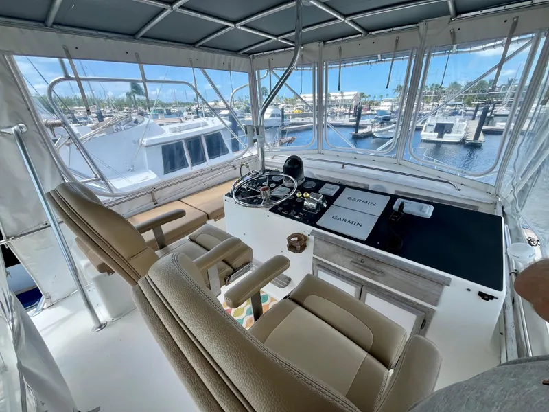 Slide: The Image of Interior helm of 1988 Jersey Dawn 40 yacht at marina. - 17