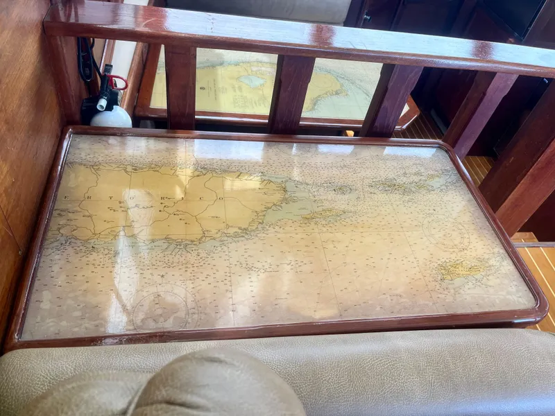 Slide: The Image of Nautical chart table on 1988 Jersey Dawn 40 boat interior. - 30