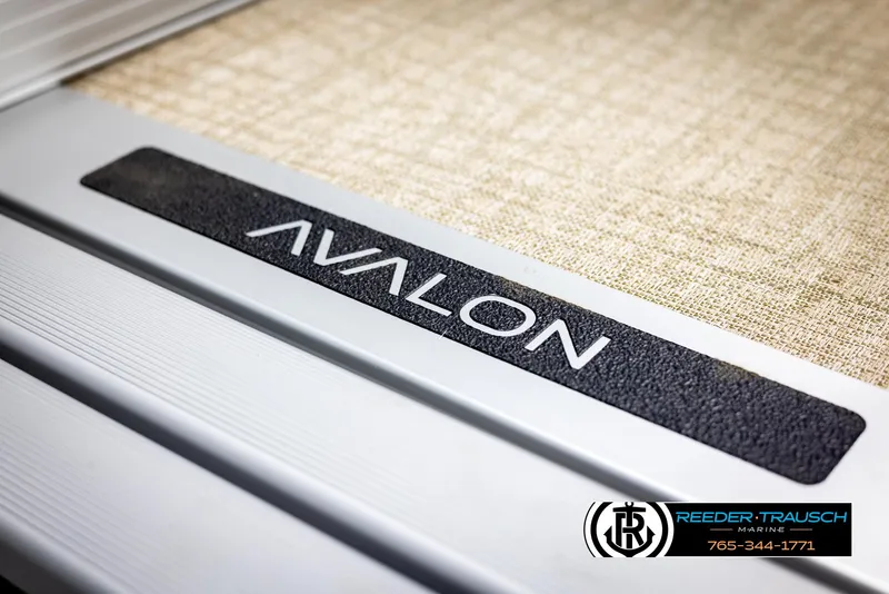 Slide: The Image of Avalon VEN CRB 2025 boat detail with logo and textured surface. - 43
