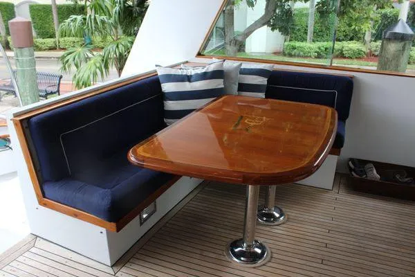 Slide: The Image of Luxurious seating area on 1983 Cheoy Lee 90 cockpit motor yacht. - 28