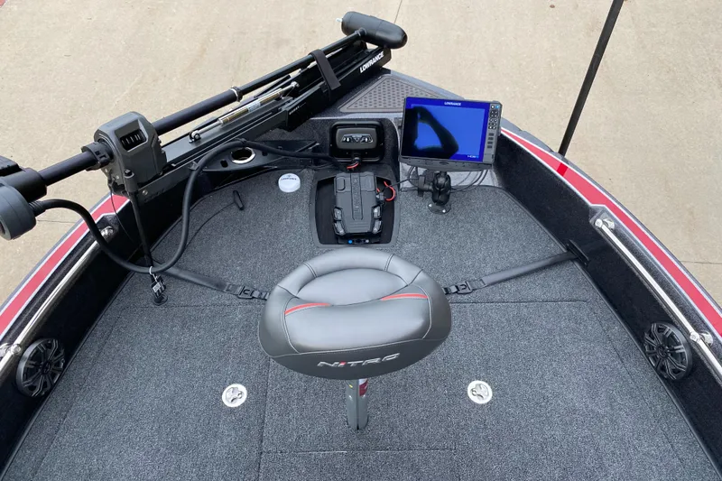 Slide: The Image of 2024 Nitro ZV20 Pro boat cockpit with advanced navigation and fishing equipment. - 3