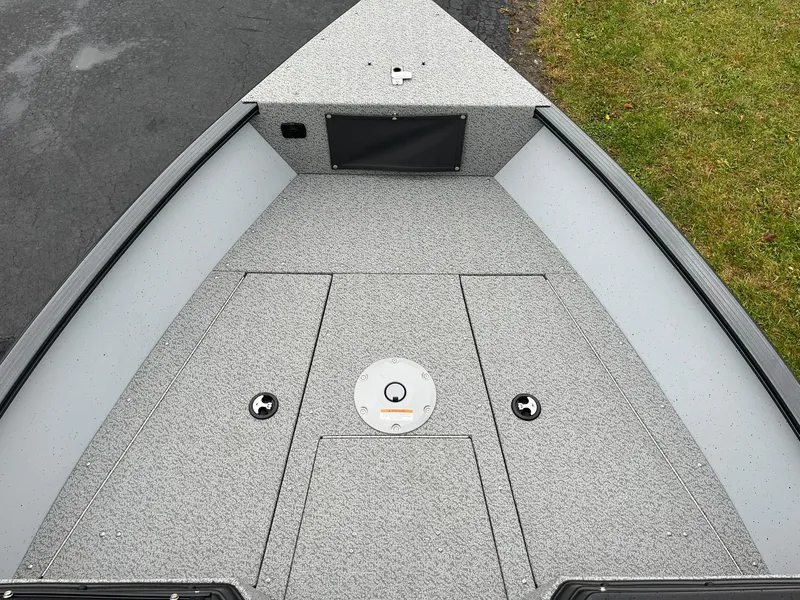 Slide: The Image of 2025 Lund 1775 Adventure Sport boat deck, gray finish, viewed from above. - 8
