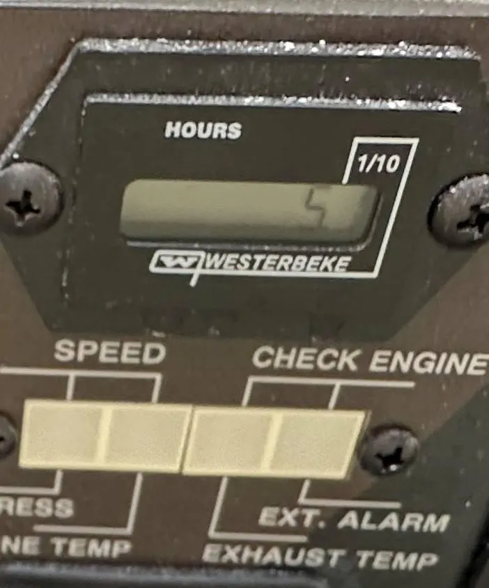 Slide: The Image of Westerbeke engine hour meter on 2024 Sea Ray 320DA dashboard. - 32