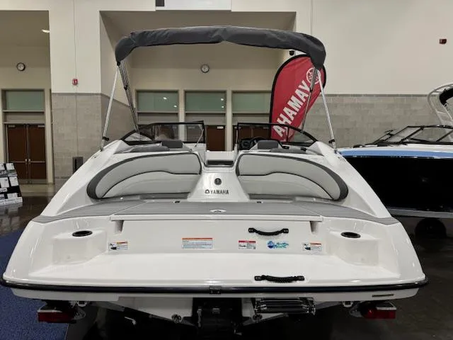 Slide: The Image of 2025 Yamaha Boats SX190 interior with sleek seating and modern design. - 15