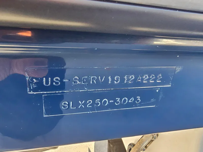 Slide: The Image of 2022 Sea Ray SLX 250 boat hull identification number close-up. - 35
