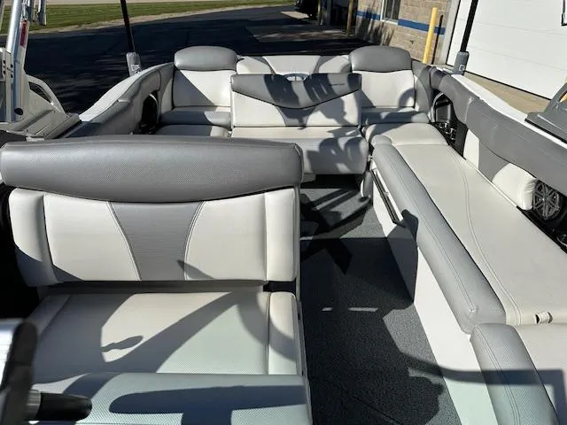 Slide: The Image of 2016 MasterCraft X46 boat interior with spacious seating and modern design. - 12