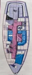 Slide: The Image of Floor plan of a 2005 Nonsuch 33 sailboat, showcasing interior layout and design. - 33