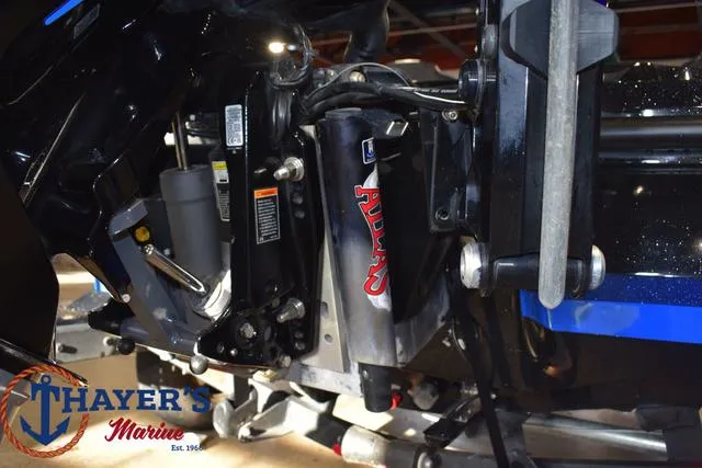 Slide: The Image of Close-up of 2024 Nitro Z21 XL boat engine components at Thayer's Marine. - 26