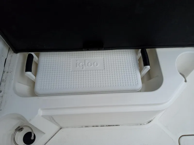 Slide: The Image of Igloo cooler storage on 2022 Sea Ray SDX 250 Outboard boat. - 48