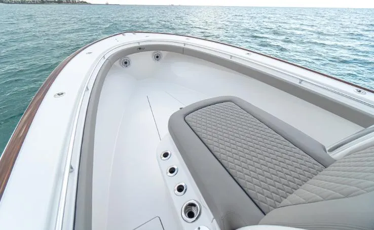 Slide: The Image of 2025 Valhalla Boatworks 33, luxurious bow seating, ocean view. - 10