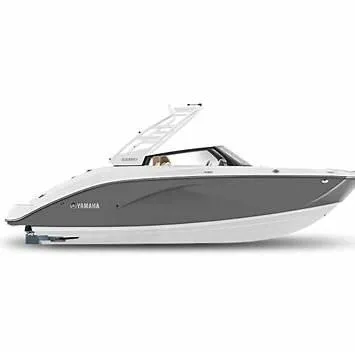 Slide: The Image of 2025 Yamaha Boats 222SD, sleek design, side view, white and gray color scheme. - 10