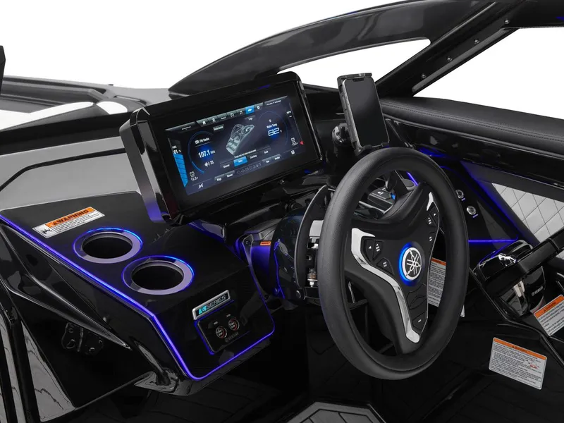 Slide: The Image of 2025 Yamaha Boats 275 SD dashboard with touchscreen display and illuminated controls. - 4