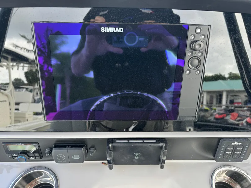 Slide: The Image of Simrad display on 2025 Robalo 246 Cayman boat dashboard. - 26