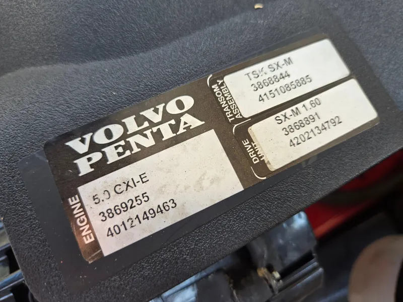 Slide: The Image of Volvo Penta engine label on 2005 Chaparral 236 Sunesta boat, model 5.0 GXI-E. - 31