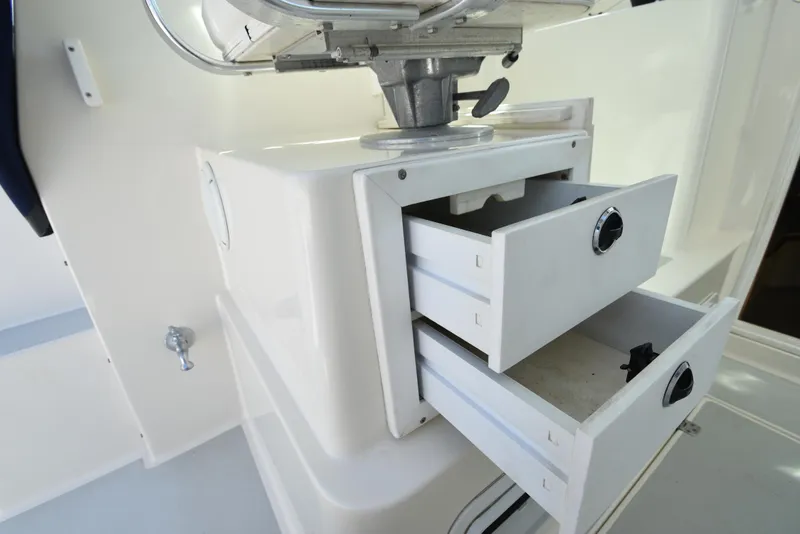Slide: The Image of 1998 Albin 28 TE, storage drawers beneath passenger seat - 12