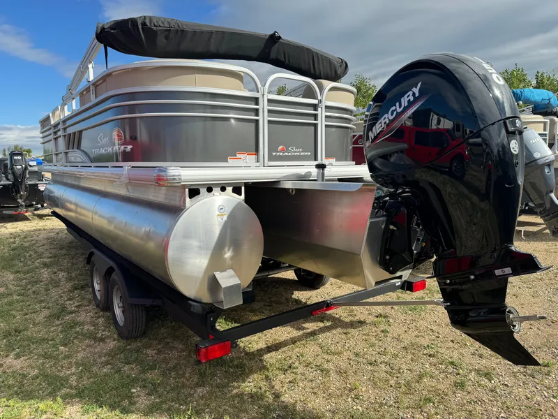 Slide: The Image of 2023 Sun Tracker Party Barge 22 XP3 pontoon boat with Mercury outboard motor. - 4