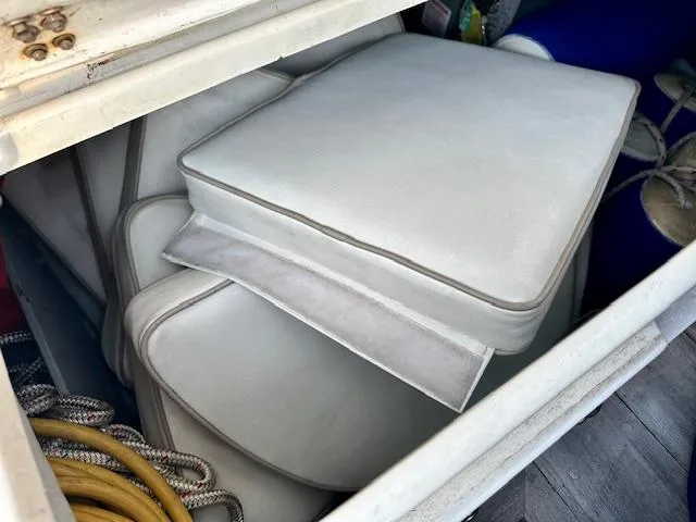 Slide: The Image of Cushions stored in a Mason 33 boat compartment, 1986 model. - 26