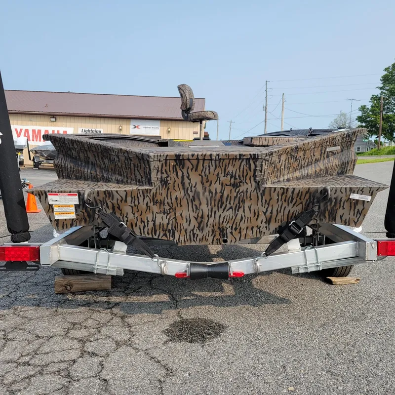 Slide: The Image of 2025 Xpress H18DB Duck Boat with Yamaha 50 hp engine on trailer. - 8