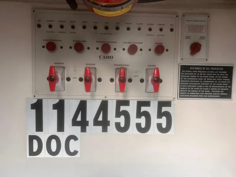 Slide: The Image of Close-up of a 2003 Cabo Express boat's shaft and coupling mechanism. - 28