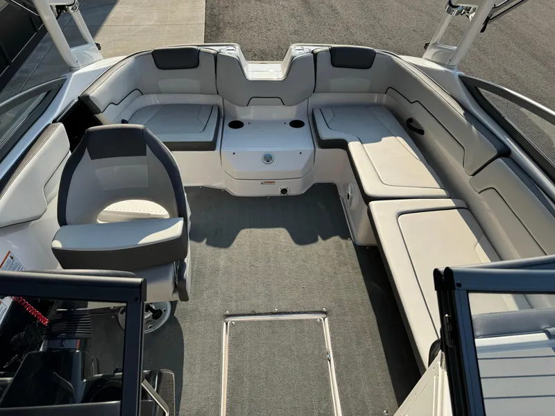 Slide: The Image of 2021 Yamaha Boats AR190 interior with spacious seating and modern design. - 8