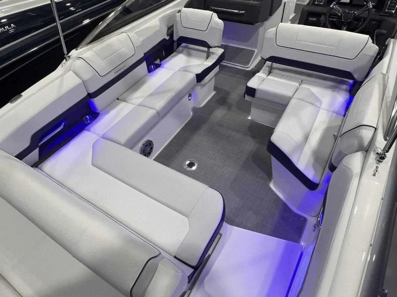 Slide: The Image of 2024 Formula 270 Bowrider interior with spacious seating and ambient lighting. - 12