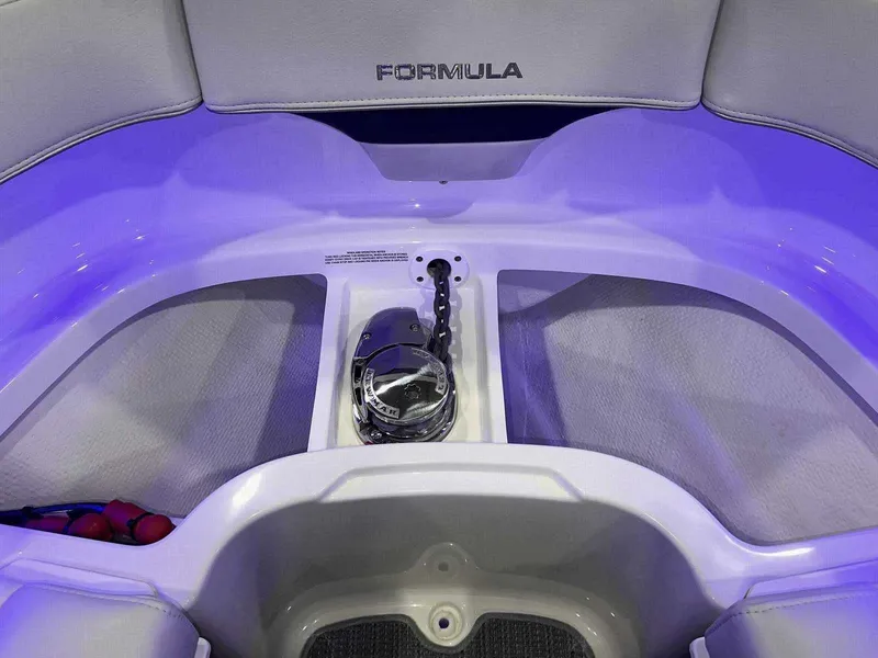 Slide: The Image of 2024 Formula 270 Bowrider interior with illuminated seating and control panel. - 36