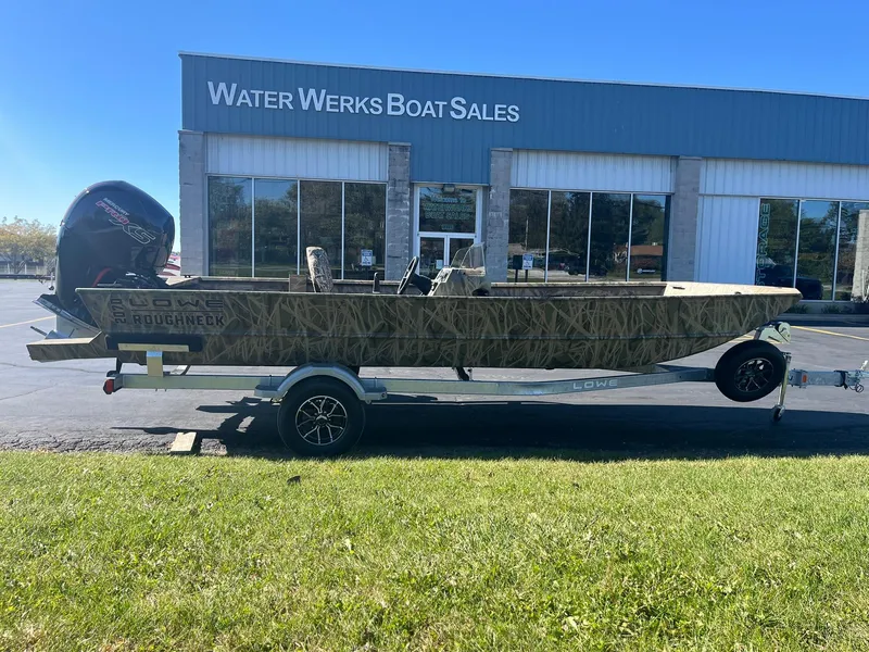 Slide: The Image of 2025 Lowe Roughneck 2070 SC boat on trailer at Water Werks Boat Sales. - 2