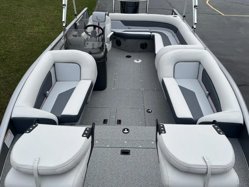 Slide: The Image of 2025 Lowe Deck SD224 boat interior with spacious seating and modern design. - 9