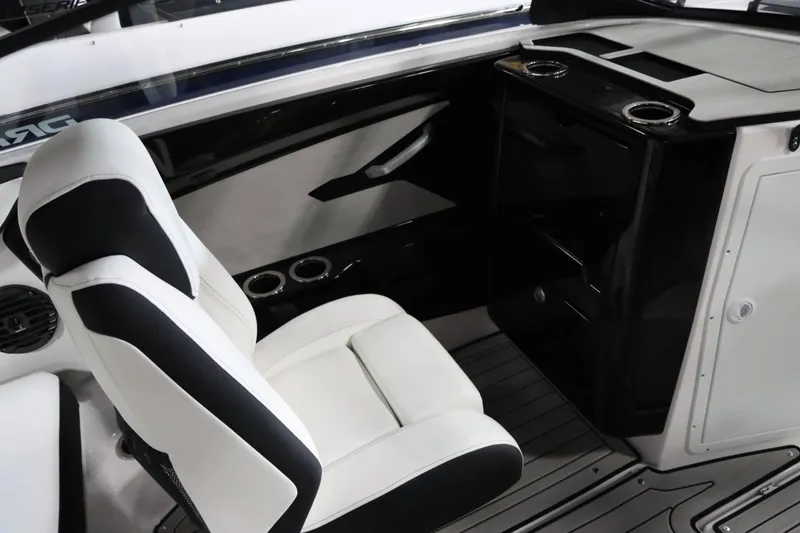 Slide: The Image of 2025 Yamaha Boats 222SD interior with sleek seating and modern design. - 14