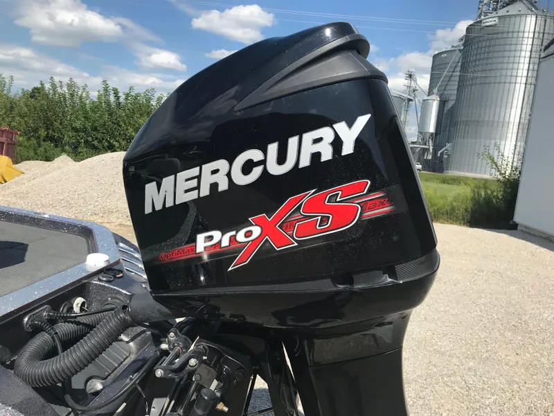 Slide: The Image of Mercury Pro XS engine on 2017 Ranger Z520 Comanche boat, outdoors. - 11