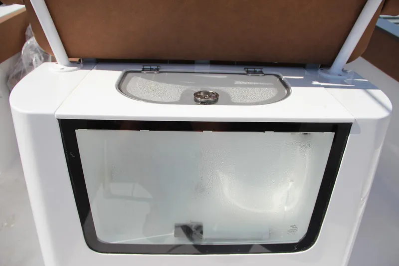 Slide: The Image of 2025 Sea Hunt Gamefish 25 livewell with transparent lid and white finish. - 20