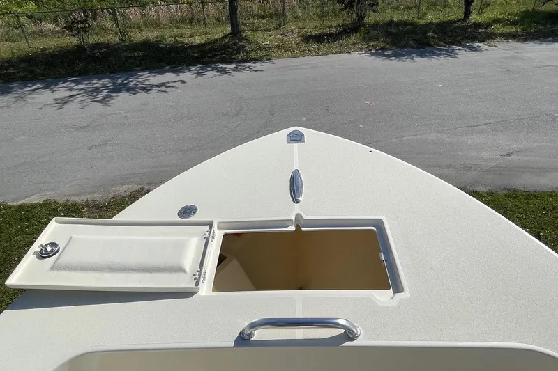 Slide: The Image of 2026 Jones Brothers 20 Cape Fisherman boat, featuring spacious bow area and seating. - 12