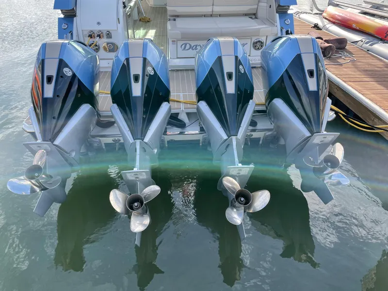 Slide: The Image of Four powerful outboard motors on a 2019 Formula 400 SSC boat. - 3