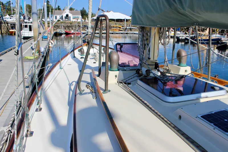 Slide: The Image of Sailboat docked at marina, Custom Gartside Jespersen 40, 2012 model, sunny day. - 11